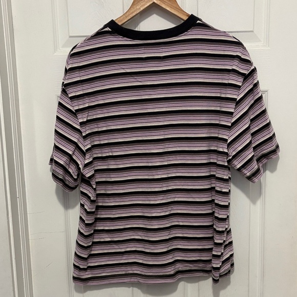 BDG Striped Short-Sleeve Crewneck Shirt in Lavender, Grey, and Black - Picture 5 of 8